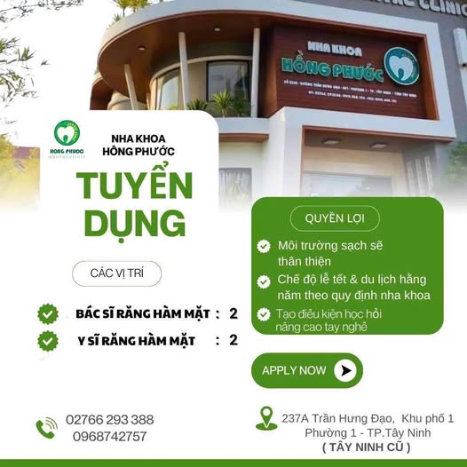 Nha khoa Hồng Phước tuyển dụng y , bác sĩ