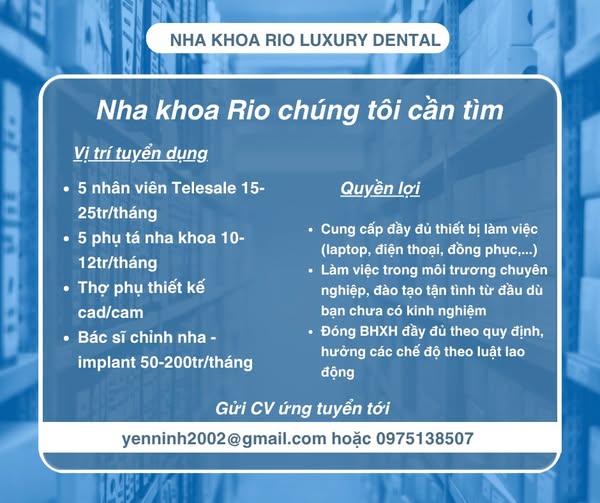 TUYỂN DỤNG PHỤ TÁ NHA KHOA – CƠ HỘI PHÁT TRIỂN NGHỀ NGHIỆP
