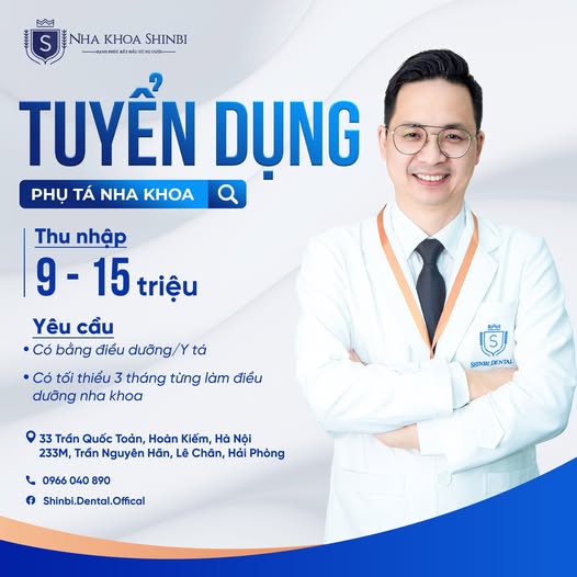 NHA KHOA SHINBI TUYỂN PHỤ TÁ NHA KHOA – ĐI LÀM NGAY