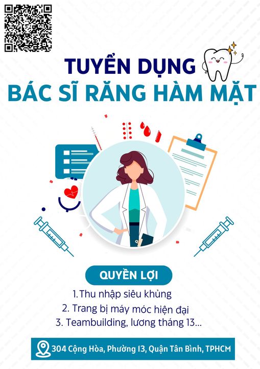NHA KHOA HCM TUYỂN DỤNG [GẤP] Vị trí: BÁC SĨ RĂNG HÀM MẶT