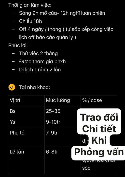 Nha khoa Q.Phú Nhuận - Tuyển Bs  - Tuyển Ys - Tuyển Phụ Tá - Tuyển TVV chốt Sale