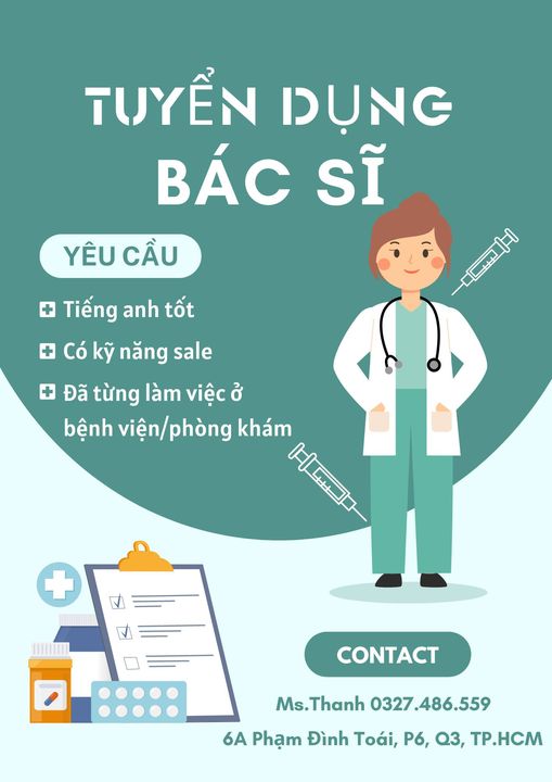 [TUYỂN DỤNG GẤP] BÁC SĨ NỘI/ BÁC SĨ GIA ĐÌNH/ BÁC SĨ Y SINH HỌC
