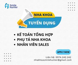 Nha khoa Smile Hunter tuyển dụng, bạn gửi CV qua Zalo hoặc Mail nha: