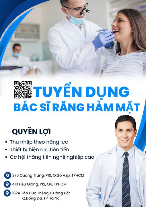 [GÓC TUYỂN DỤNG] Apply liền tay, nhận ngay cơ hội Vị trí: BÁC SĨ RĂNG HÀM MẶT