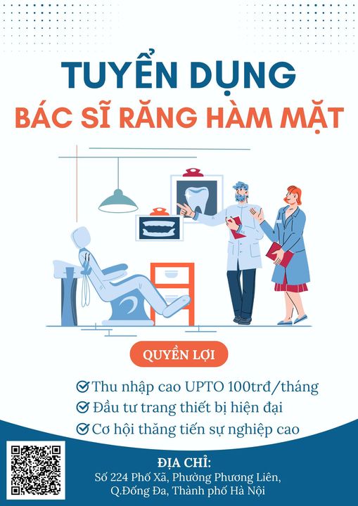 Hệ thống nha khoa tuyển dụng nhân sự khu vực HÀ NỘI 🍁 📌 Vị trí: BÁC SĨ RĂNG HÀM MẶT