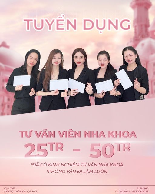 Mình cần tìm 01 bạn Chuyên Viên Tư Vấn Nha Khoa tại Q.5 Có kinh nghiệm tư vấn upsale Sứ và implant