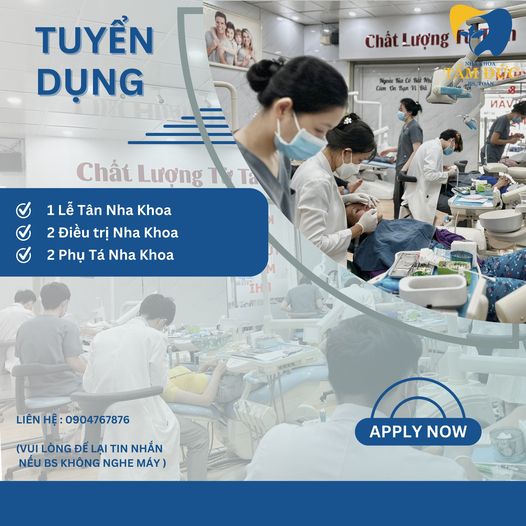 🦷 NHA KHOA BÁC SĨ TOÀN tại BÌNH DƯƠNG cần tuyển 📢 👉🏻Vị trí: 2 điều trị , 2 phụ tá , 1 lễ tân