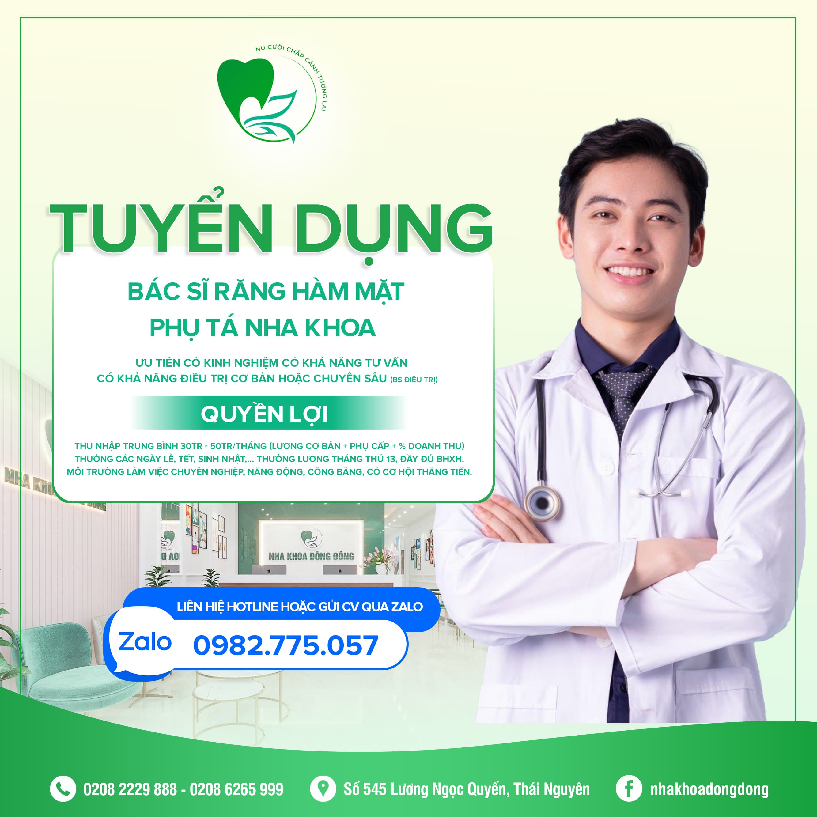 NHA KHOA ĐÔNG ĐÔNG - THÁI NGUYÊN  [TUYỂN DỤNG]