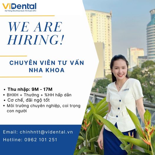 Cần tuyển 2 CHUYÊN VIÊN TƯ VẤN NHA KHOA