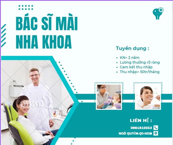 Nha khoa tuyển 01 Bác Sỹ chuyên khoa Răng Hàm Mặt