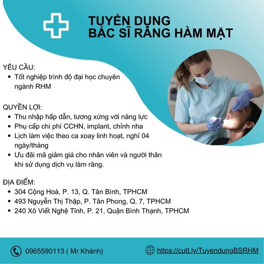  HỆ THỐNG NHA KHOA TUYỂN DỤNG THÁNG 11: BÁC SĨ RĂNG HÀM MẶT