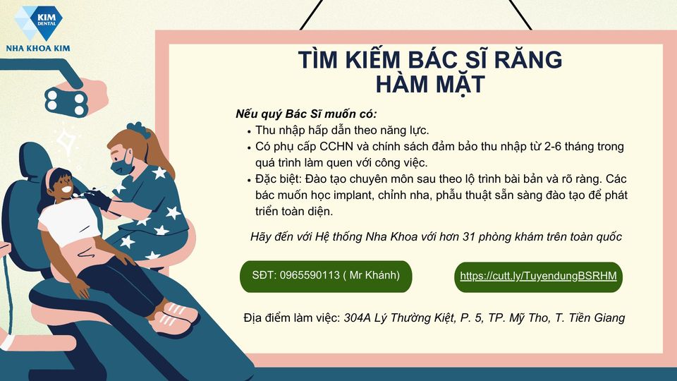 TÌM KIẾM BÁC SĨ RĂNG HÀM MẶT CHO HỆ THỐNG NHA KHOA KHU VỰC TIỀN GIANG