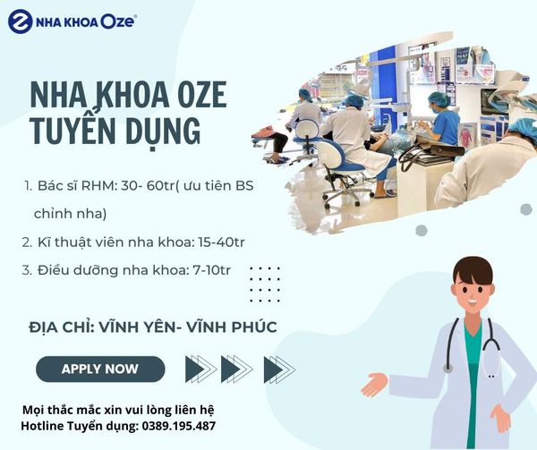 HỆ THỐNG NHA KHOA LỚN NHẤT MIỀN BẮC tuyển dụng vị trí Bác sĩ điều trị