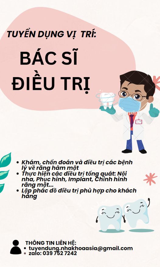 NHA KHOA CITY SMILES tuyển dụng gấp vị trí Bác sĩ điều trị