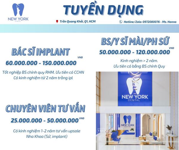 NHA KHOA BÊN MÌNH CẦN TUYỂN NHÂN SỰ ĐI LÀM LUÔN 