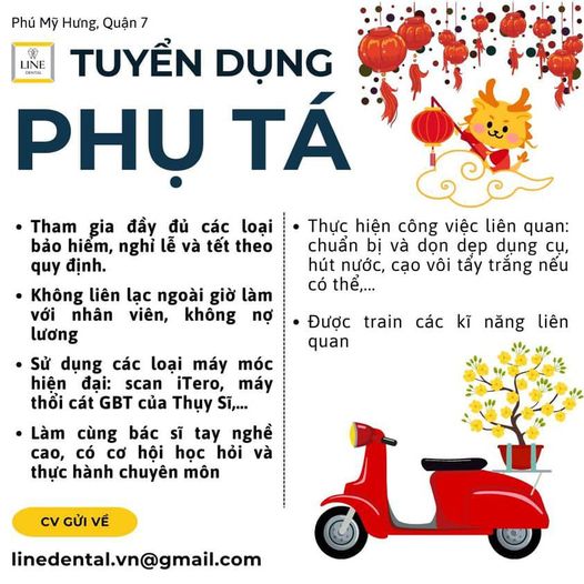 Nha khoa Line Dental quận 7 tuyển phụ tá
