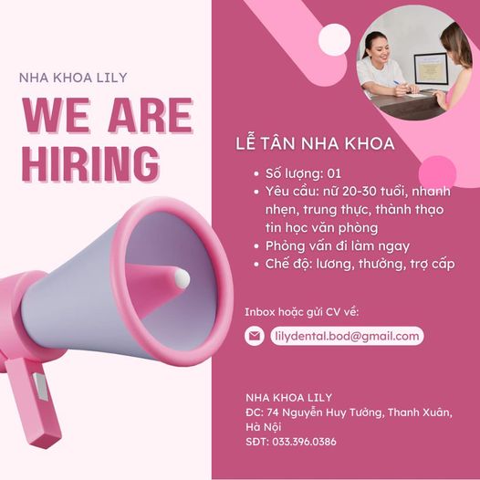 TUYỂN DỤNG LỄ TÂN NHA KHOA - PHỎNG VẤN ĐI LÀM NGAY