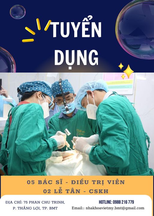 MỜI HỢP TÁC - TUYỂN DỤNG NHÂN SỰ ĐI LÀM NGAY * 05 Bác sĩ - Điều trị viên * 02 Lễ tân - CSKH