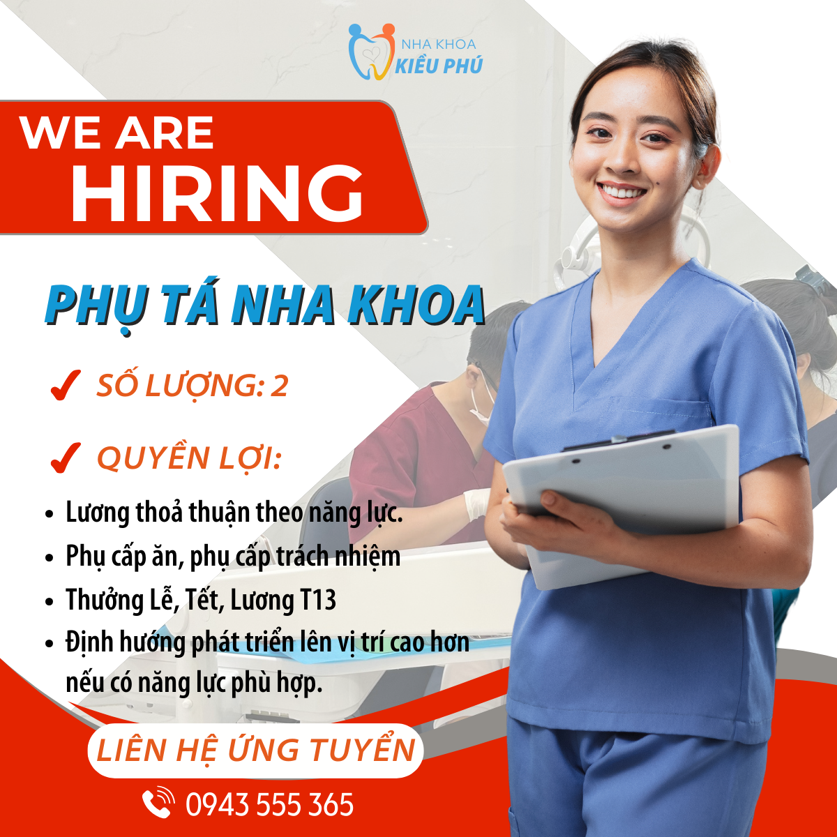 [Biên Hoà-Đồng Nai] TUYỂN DỤNG PHỤ TÁ NHA KHOA – PHỎNG VẤN ĐI LÀM NGAY