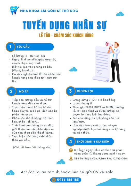 TUYỂN DỤNG NHA KHOA SÀI GÒN ST THỦ ĐỨC