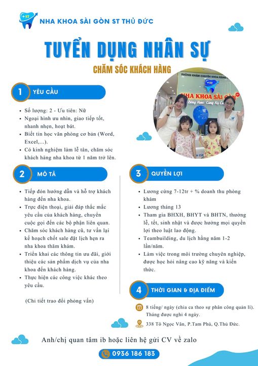 TUYỂN DỤNG NHA KHOA SÀI GÒN ST THỦ ĐỨC