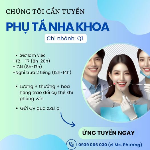  tuyển dụng vị trí: Phụ tá (nữ)
