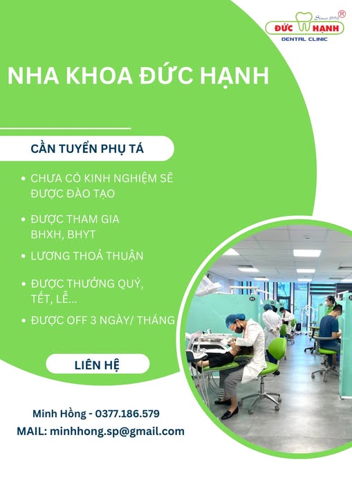 Nha khoa Đức Hạnh cần tuyển phụ tá: SL 03