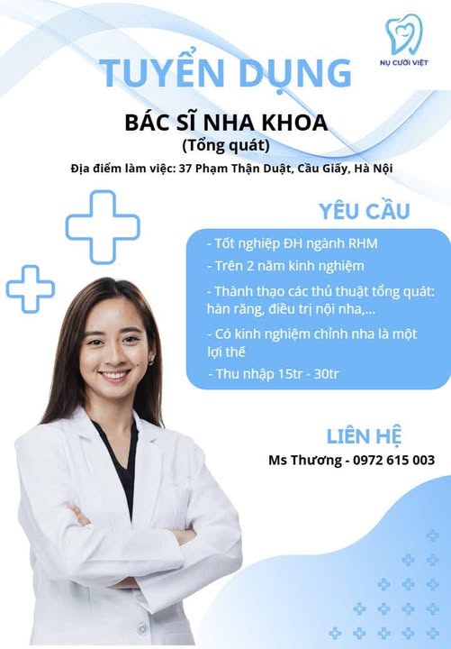 Nha khoa Nụ cười Việt - Chiêu mộ 💥 BÁC SĨ NHA KHOA (Tổng quát)