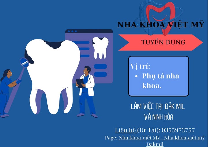 Do nhu cầu mở rộng, phát triển chi nhánh và phục vụ khách hàng tốt hơn.  🔰Nha khoa cần tuyển :
