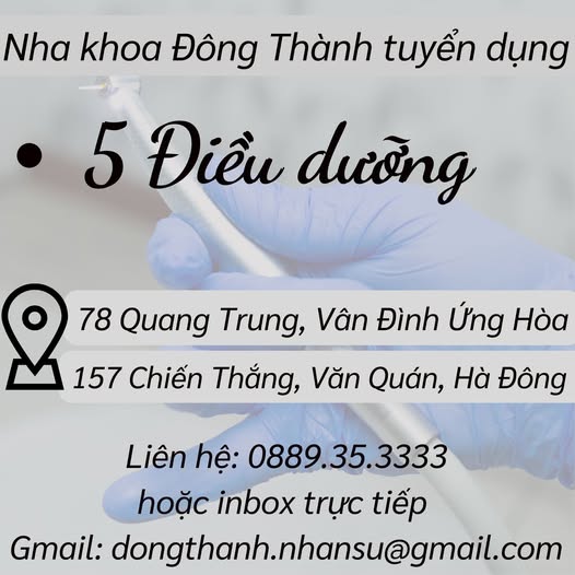 Nha Khoa tuyển dụng 5 điều dưỡng