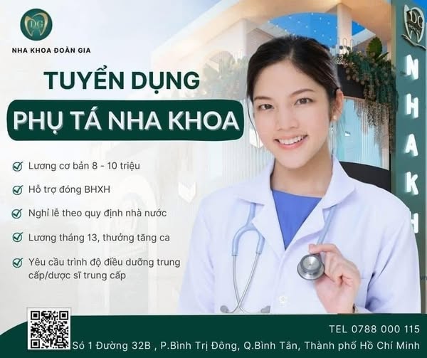 Nha Khoa Đoàn Gia cần tuyển: 🍃 𝐕Ị 𝐓𝐑Í: Điều Dưỡng