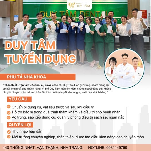 TUYỂN DỤNG THÁNG 6 – GIA NHẬP ĐỘI NGŨ DUY TÂM DENTAL!