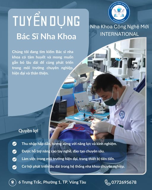 THÔNG BÁO TUYỂN DỤNG 🎯 Vị trí: BÁC SĨ NHA KHOA CHÍNH QUY