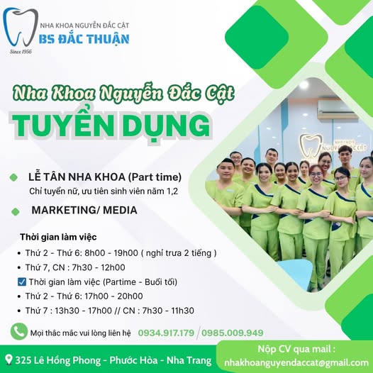 NHA KHOA NGUYỄN ĐẮC CẬT - NHA TRANG cần tuyển :