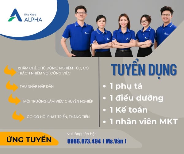 HẢI PHÒNG - TUYỂN DỤNG ĐIỀU DƯỠNG NHA KHOA