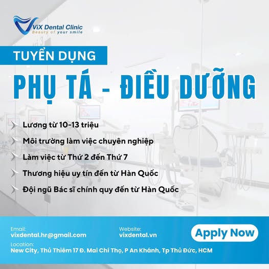 TUYỂN DỤNG PHỤ TÁ TẠI VIX DENTAL CLINIC - QUẬN 2