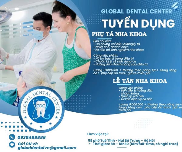 PHÒNG KHÁM NHA KHOA GLOBAL DENTAL CENTER TUYỂN DỤNG