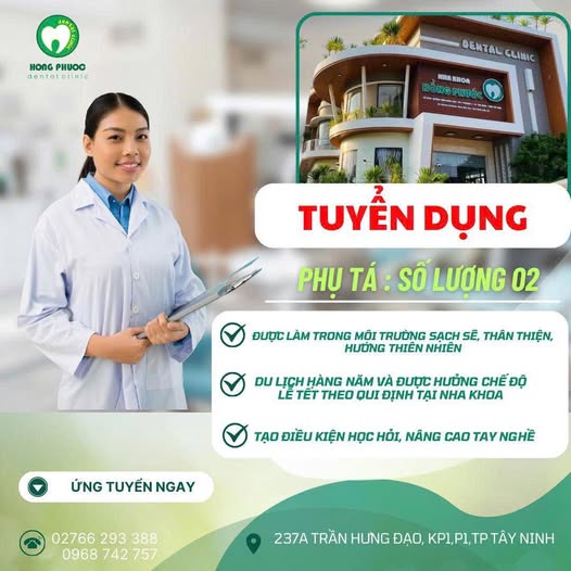 Hãy gia nhập đội ngũ của Nha khoa Hồng Phước! 🔹 Vị trí: Phụ tá Nha khoa 🔹 Số lượng: 02