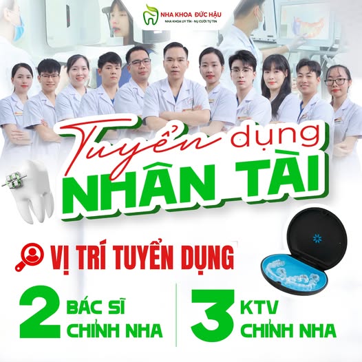 𝗩𝗶̣ 𝘁𝗿𝗶́ 𝘁𝘂𝘆𝗲̂̉𝗻 𝗱𝘂̣𝗻𝗴 : 𝟏. Bác sĩ RĂNG HÀM MẶT: số lượng 02 𝟑. Bác sĩ 𝗰𝗵𝘂𝘆𝗲̂𝗻 𝗸𝗵𝗼𝗮 𝗰𝗵𝗶̉𝗻𝗵 𝗻𝗵𝗮: số lượng 02 𝟒. Kỹ thuật viên chỉnh nha: số lượng 03