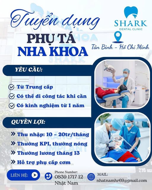 NHA KHOA SHARK TUYỂN DỤNG PHỤ TÁ