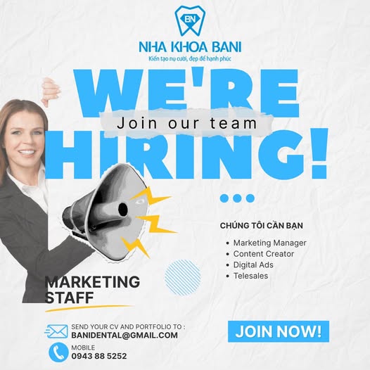 NHA KHOA BANI - TUYỂN DỤNG C&Aacute;C VỊ TR&Iacute; 